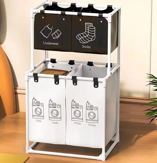 Premium Apparel Organizer for Underwear and Socks with Dark and Light Laundry Baskets, Practical Design for Modern Homes