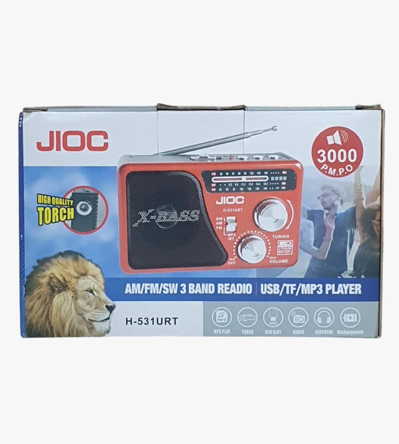 جهاز راديو جيوك 3 نطاقات AM/FM/SW مع مشغل MP3 و مصباح يدوي عالي الجودة