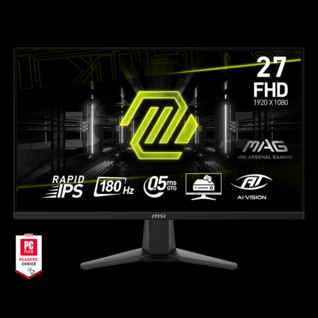 MSI Gaming Monitor MAG275F 27-inch (FHD), Flat Rapid IPS, 180Hz, 0.5ms, AI Vision with Eye care | Three Years Warranty