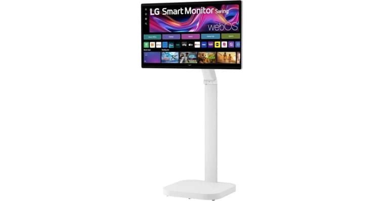 شاشة LG Swing 32U889SA – شاشة لمس 31.5 بوصة 4K UHD IPS بحامل قابل للتعديل وميزات ذكية، لون أبيض - شاشة Swing