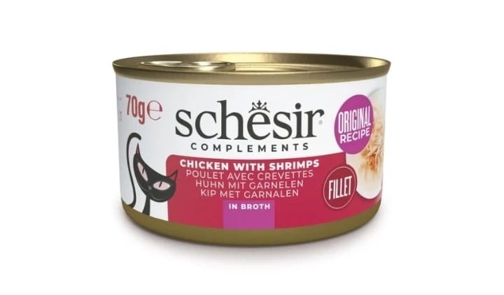Schesir Wet Food Supplement for Cats with Chicken and Shrimp