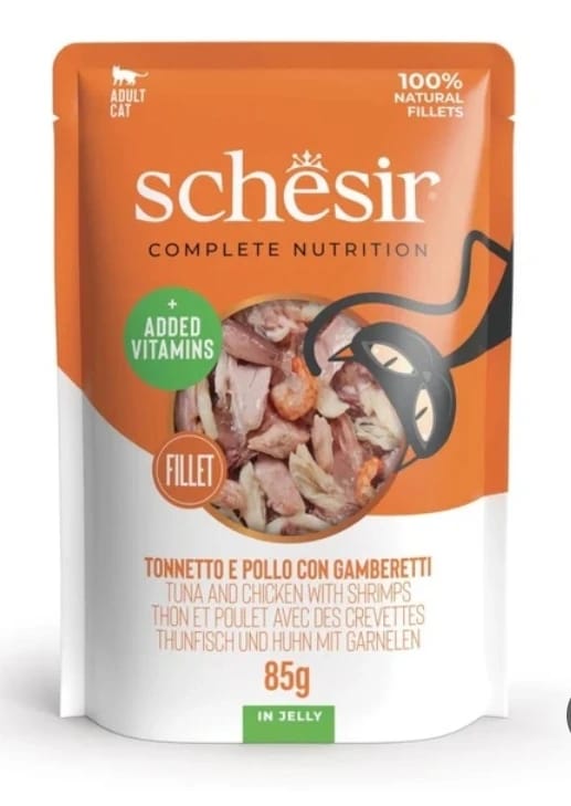 Schesir Wet Cat Food - Tuna & Chicken with Shrimp in Jelly