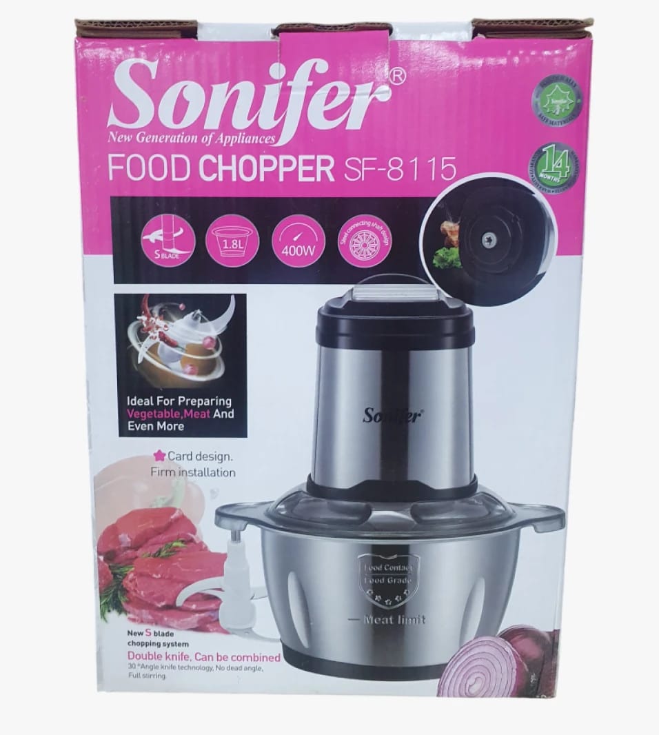 Sonifer Food Chopper SF-8115 Modern Blender for Food Processing for Contemporary Families with Advanced Blade Design and Large Bowl Capacity
