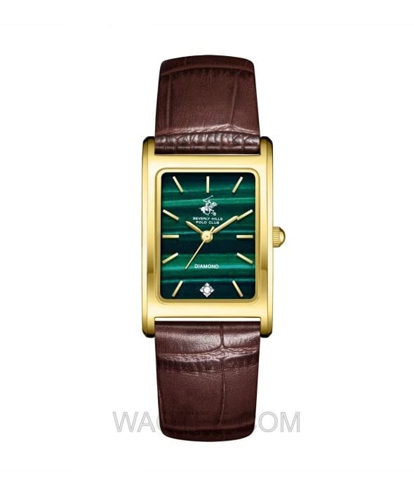 B.H. Polo Club Ravena Women's Watch with Brown Leather Strap and Green Dial