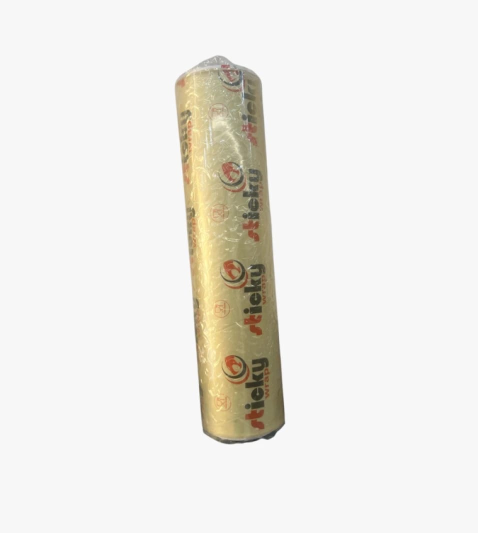 لفة شرنك فيلم شفافة مطلية من ماركة Sticky Wrap للاستخدام المنزلي ولتغليف الأطعمة