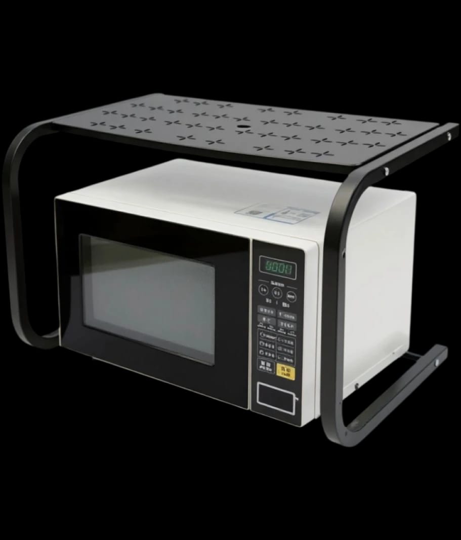 Multi-Purpose Metal Rack for Microwave with Modern Design and Stable Support for Organizers in Contemporary Kitchens