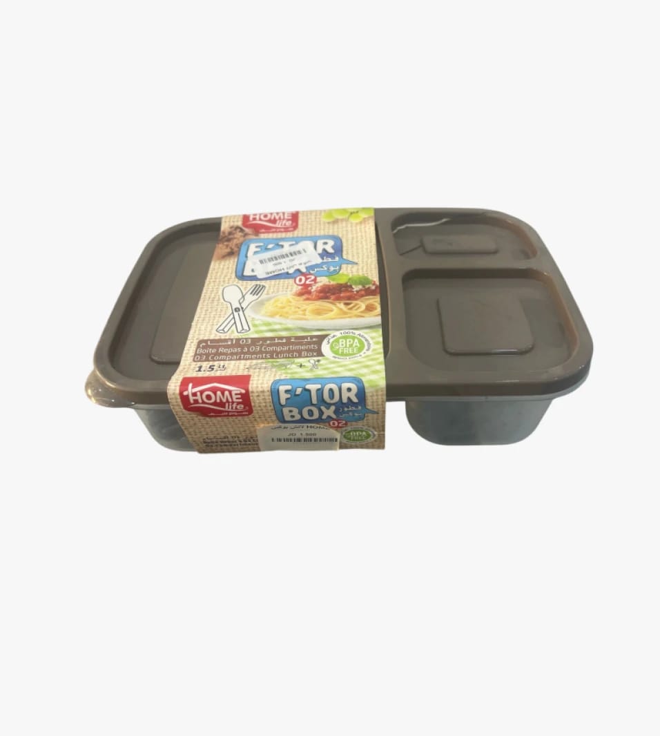 Home Life F-Tor Box Tri-Compartment, Multi-Color Lunchbox for Adults and Kids, Meal Prep and Variety Food Container