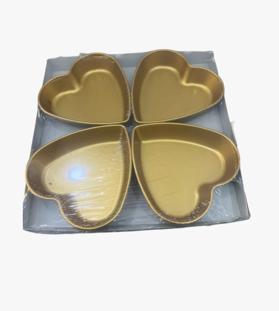 Luxury Brand Heart-Shaped Gold Baking Tray Sets for Home Chefs and Special Occasions