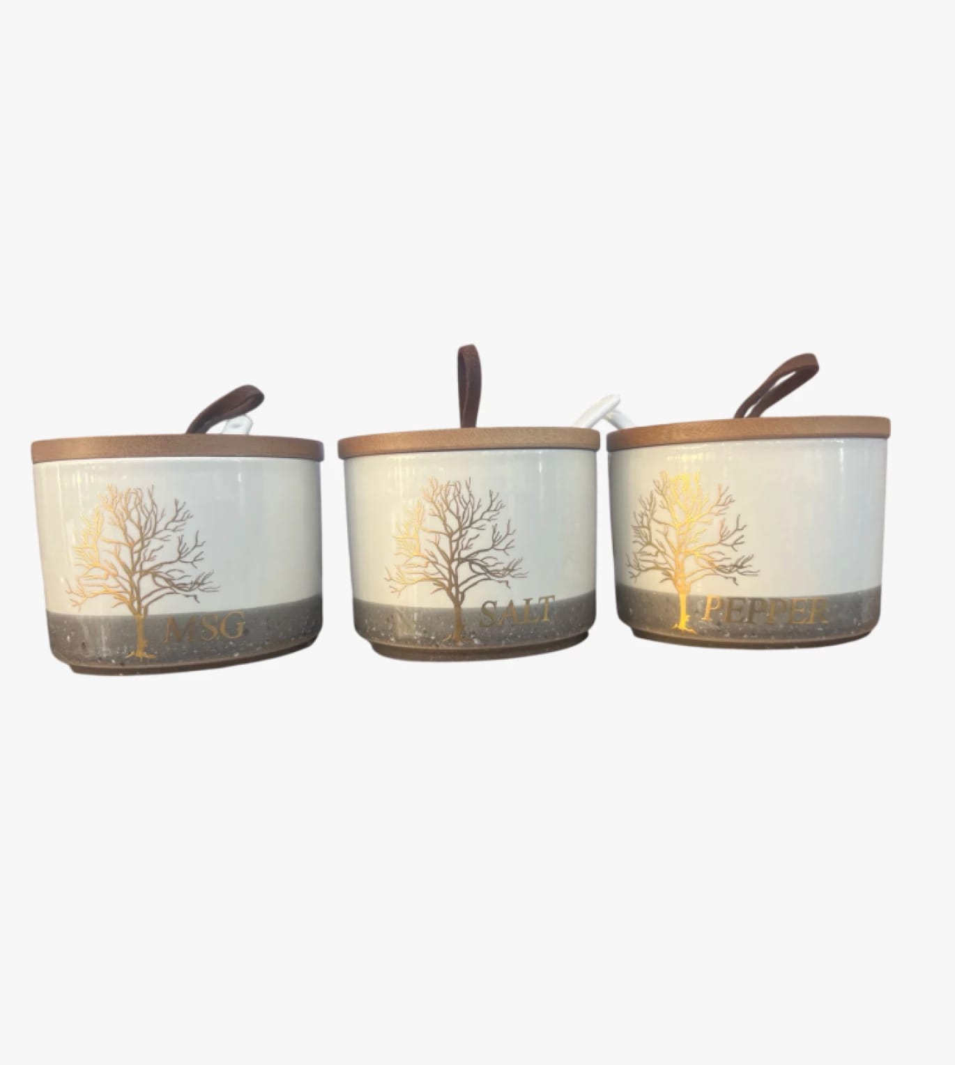 Set of Spice Jars with Decorative Tree Lids for the Modern, Stylish Kitchen of the Conscious Consumer