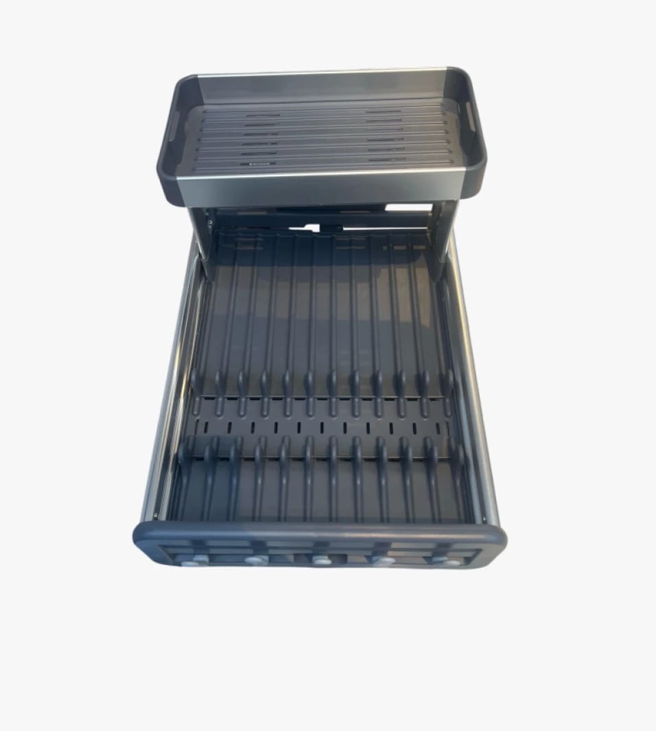 Dish Drainer and Drying Rack with Flat Surface and Removable Utensil Set for Modern Kitchens