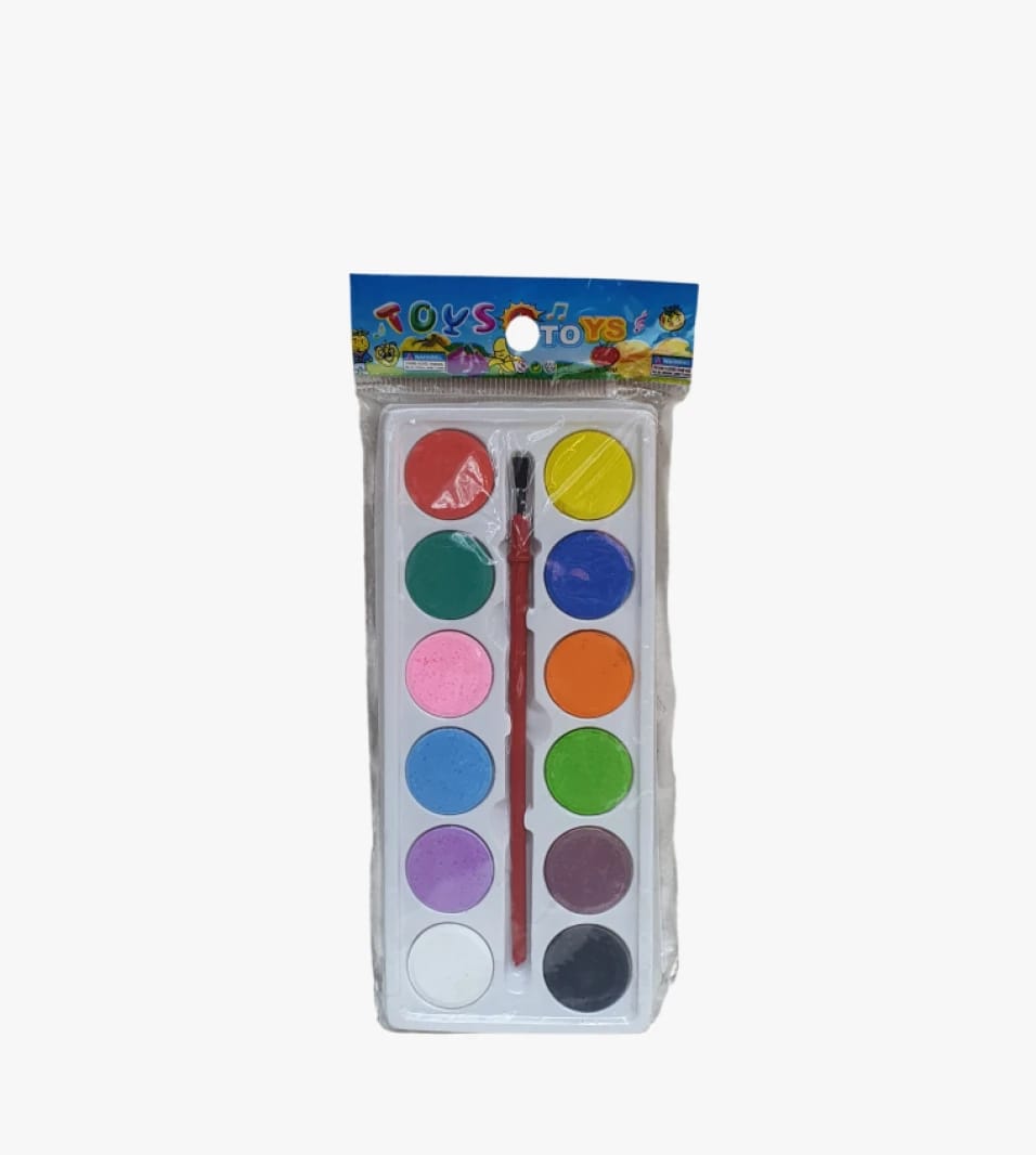 Toys Watercolor Paint Set for Kids, Perfect for Young Artists, Includes 12 Colors and Brush, for Fun and Creativity at Home and School