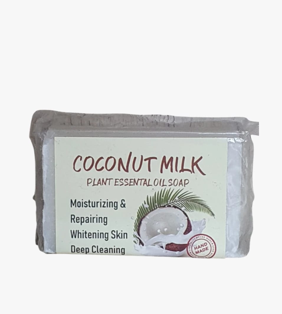 Coconut Milk Plant Essential Oil Soap for Moisturizing, Repairing, and Whitening Skin with Deep Cleaning for Daily Use by Men and Women.