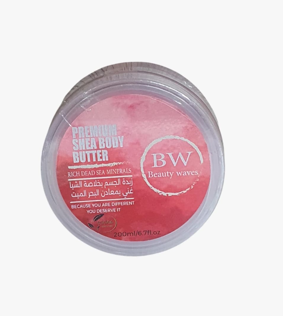 Beauty Waves Premium Shea Body Butter with Dead Sea Minerals for Dry and Sensitive Skin Care