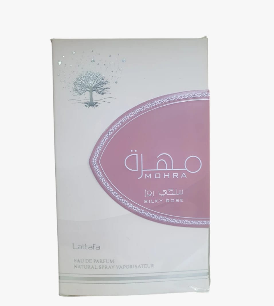 Mohra Silky Rose Perfume by Lattafa, a modern and elegant scent for women, adding a luxurious touch to your appearance