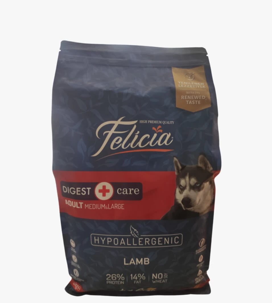 Felicia High-Quality Dog Food for Digestive Health with Lamb Formula for Adult Medium and Large Breeds