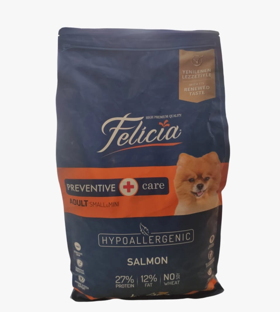 Felicia Dog Food for Adult Small and Mini Breeds, Premium Quality Salmon Flavor Preventive Care
