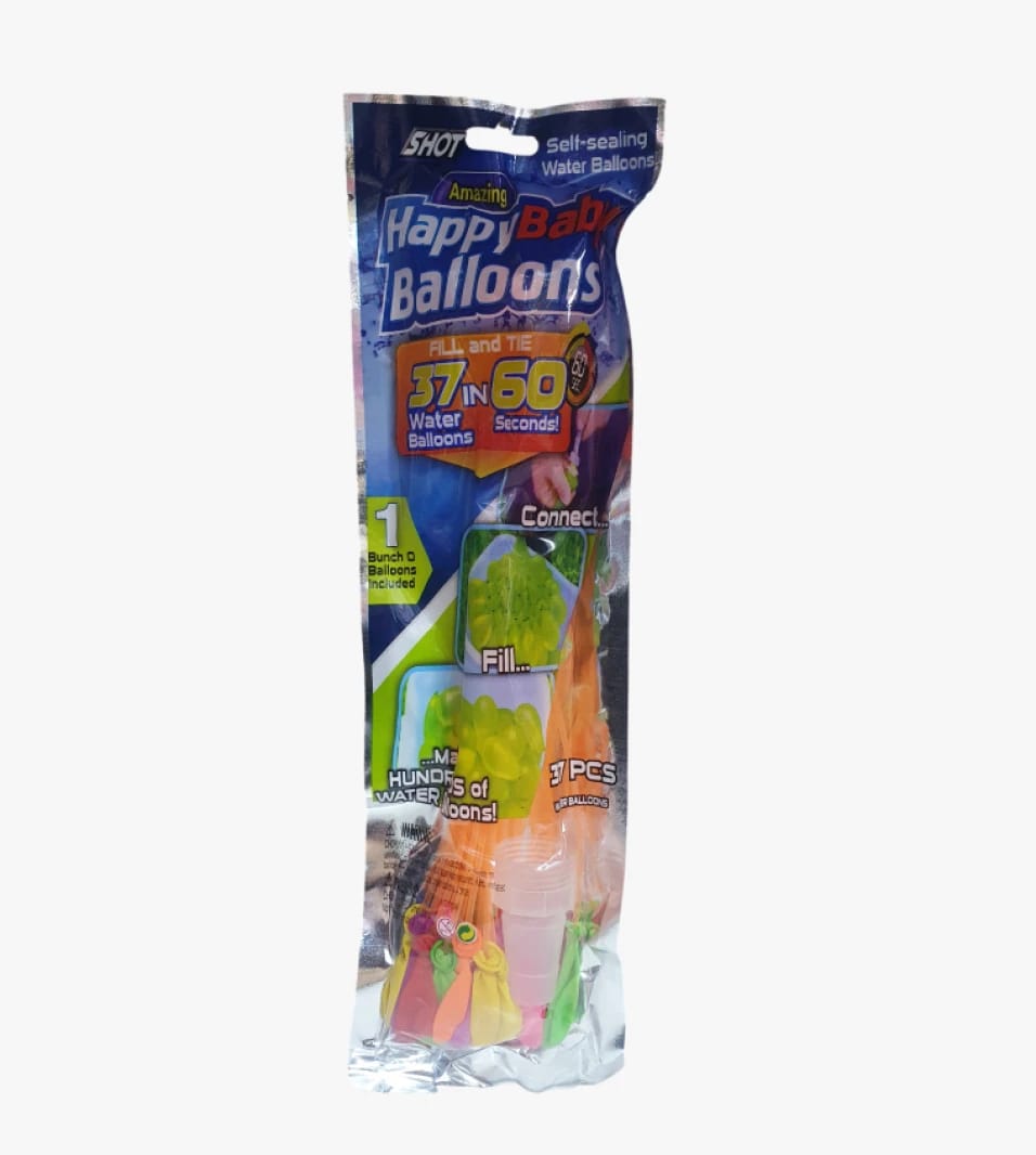 Happy Baby Water Balloons for Kids, Innovative Design for Quick Fill and Self-Sealing, Fun Outdoor Play.