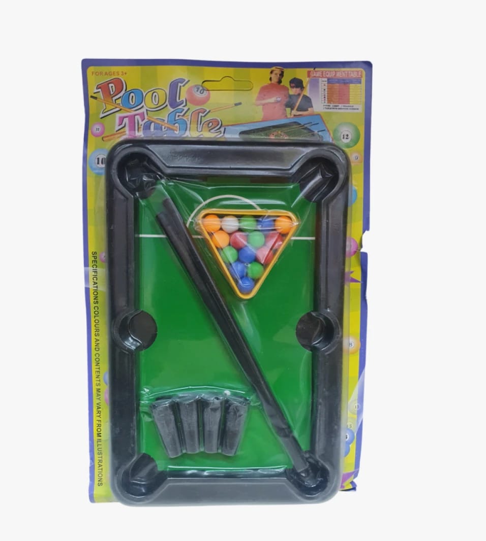 Mini Pool Table Set for Kids with Colorful Balls and Cue Stick Holder - Fun Learning Game