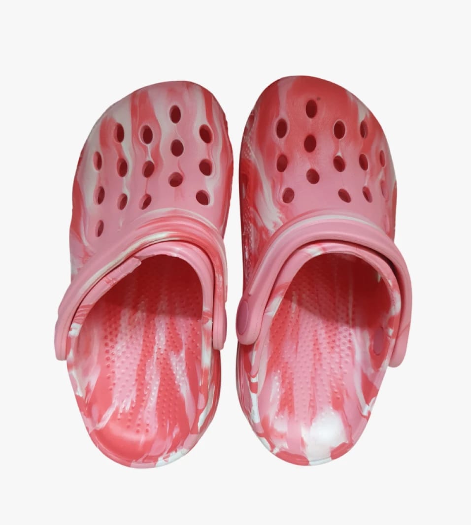 M&S Kids' Pink Marbled Clogs with Comfortable Ventilation and Adjustable Back Strap