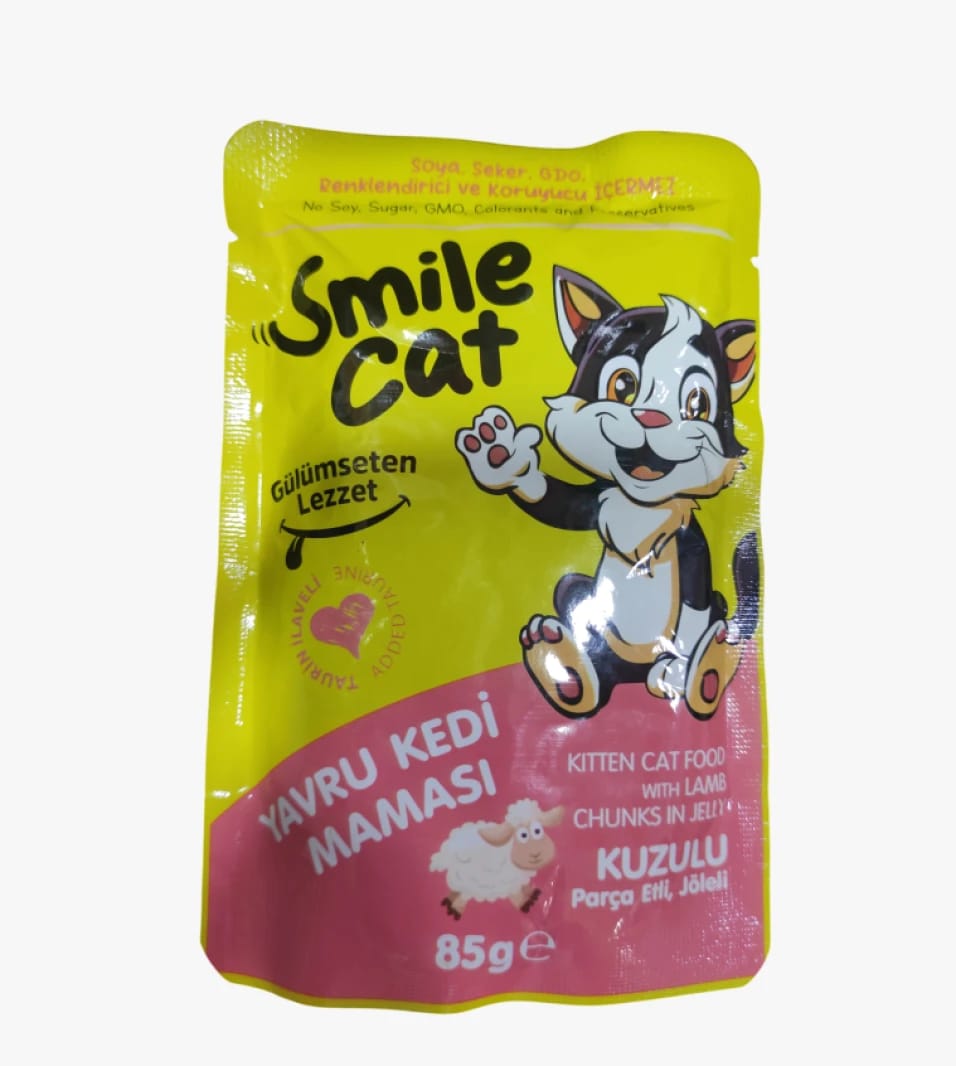 Smile Cat Kitten Lamb Chunks in Jelly Cat Food with Balanced Nutrition and Delicious Flavor