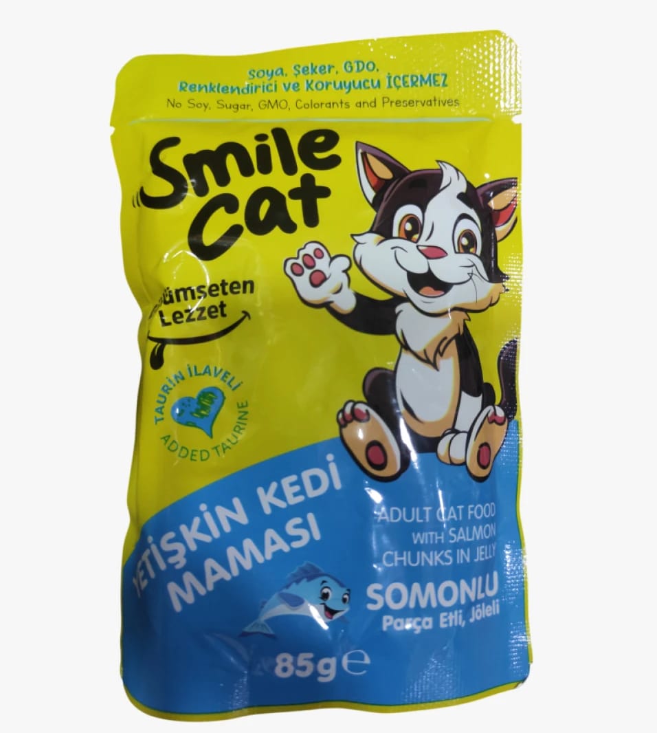 Smile Cat Adult Cat Food with Juicy Salmon Chunks in Jelly, Delicious Flavor