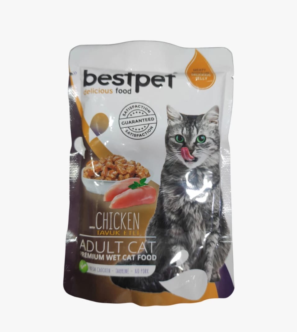Bestpet Delicious Wet Cat Food with Chicken for Adult Cats, Premium Recipe Rich in Flavor and Nutrition