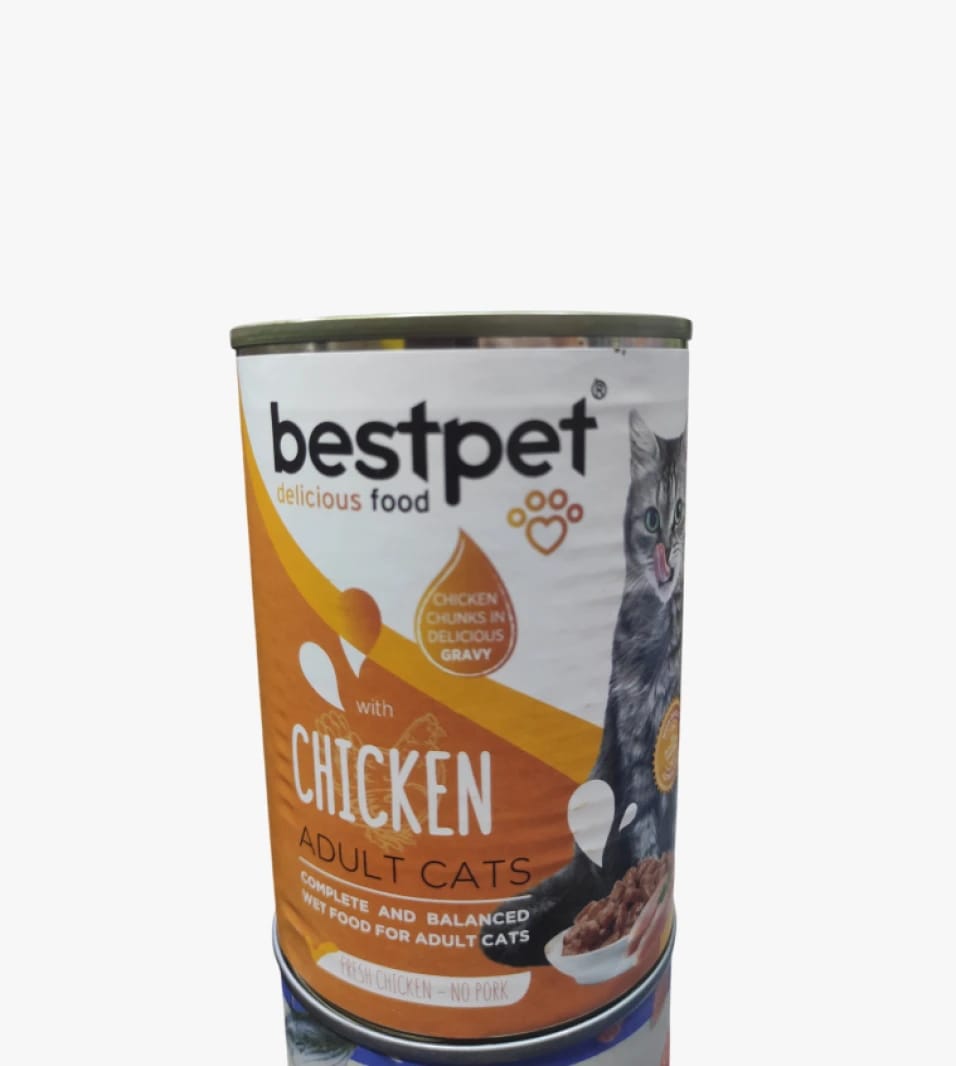 Bestpet Delicious Cat Food for Adult Cats with Tantalizing Chicken Chunks in Gravy, a Perfect Blend for Balanced Nutrition.