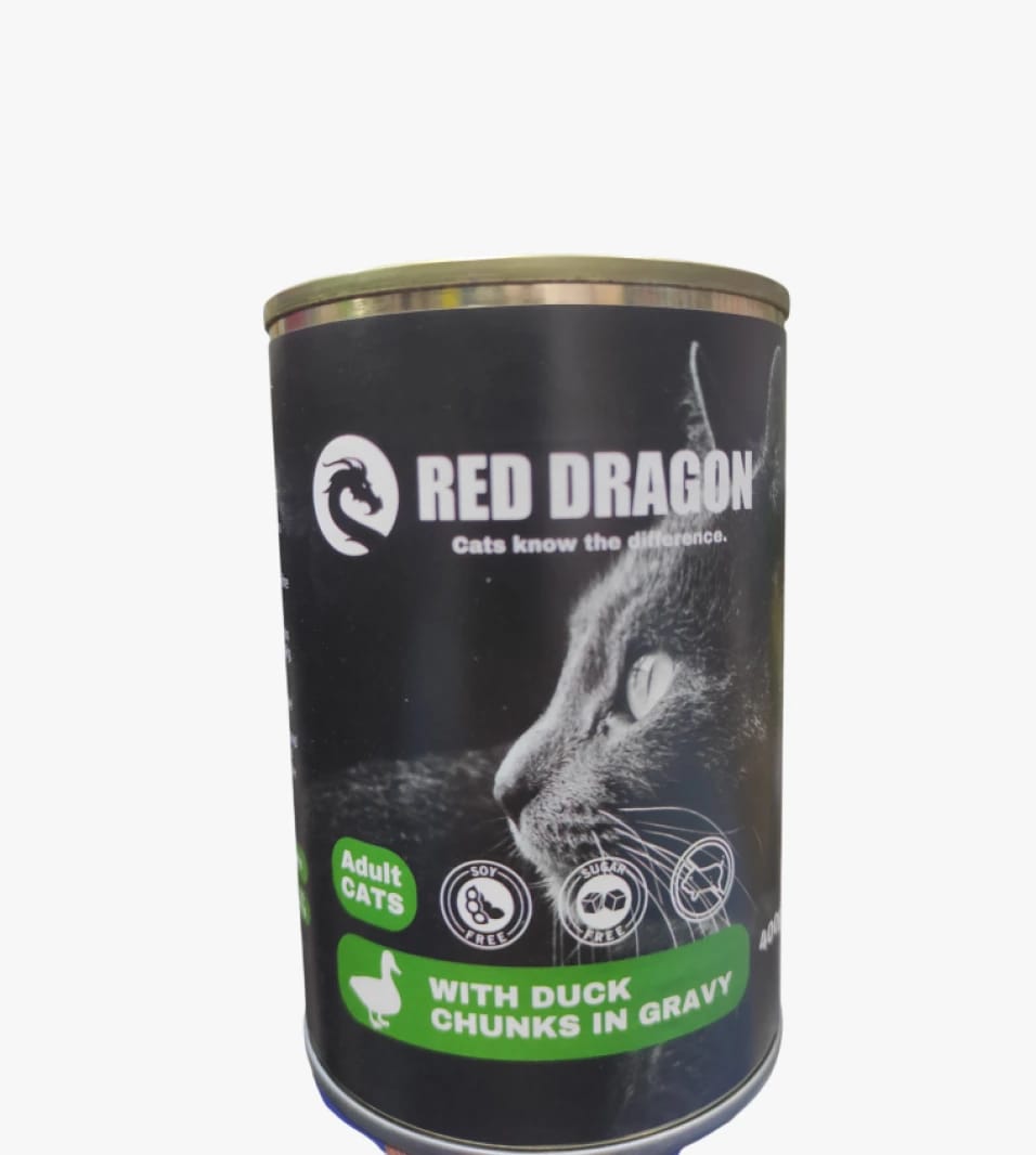 Red Dragon Cat Food, With Duck Chunks in Gravy, Designed for Adult Cats, Delicious and Nutritious Cat Meal