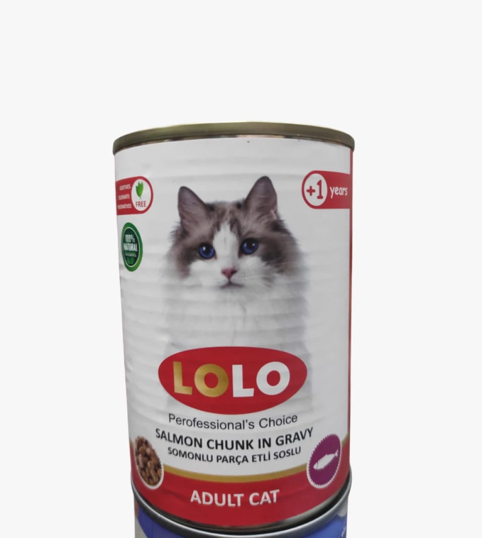 Lolo Adult Cat Food Salmon Chunks in Gravy with Appealing Design and Delicious Flavors for All Cats