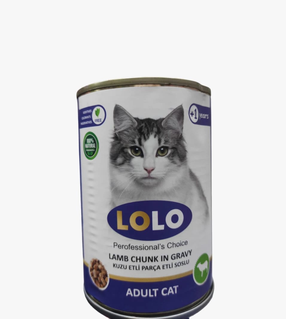 Lolo Brand Adult Cat Food with Lamb Chunks in Gravy, Delicious and Nutritious Formula