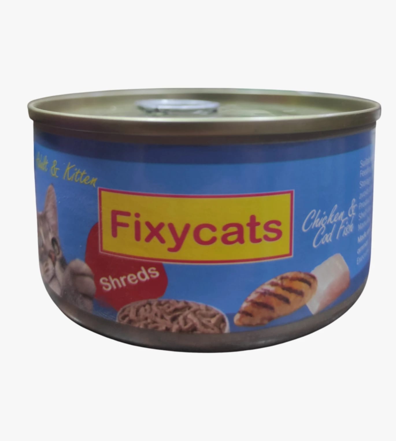Fixycats Cat Food in a Can with Chicken & Cod Shreds for Adult & Kitten Cats Delight