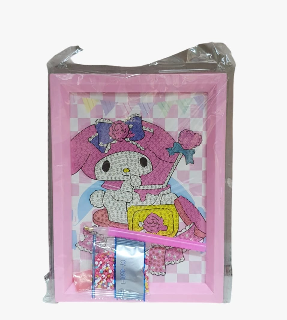Creative DIY Design Product for Kids - Pink and White Doll, Framed Bead Art Kit for Artistic Children