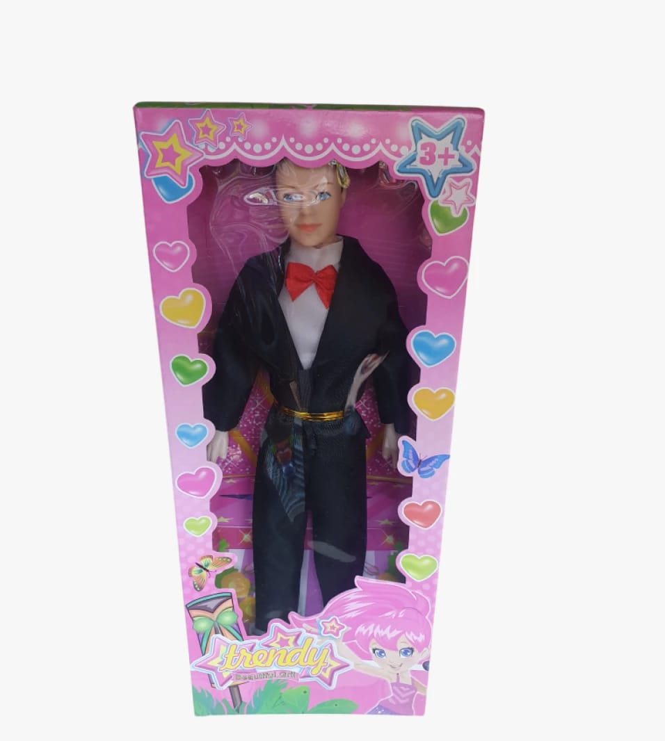 Trendy Elegant Doll for Young Girls with Unique Design in Black Suit and Accessories for Fun Playtime.