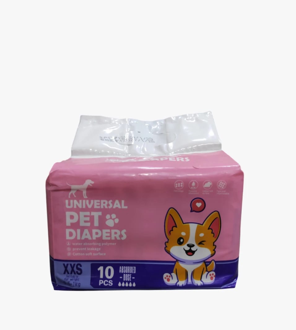 Universal Pet Diapers with Cute Design for Small Dogs and Puppies, High Absorption and Leak Prevention