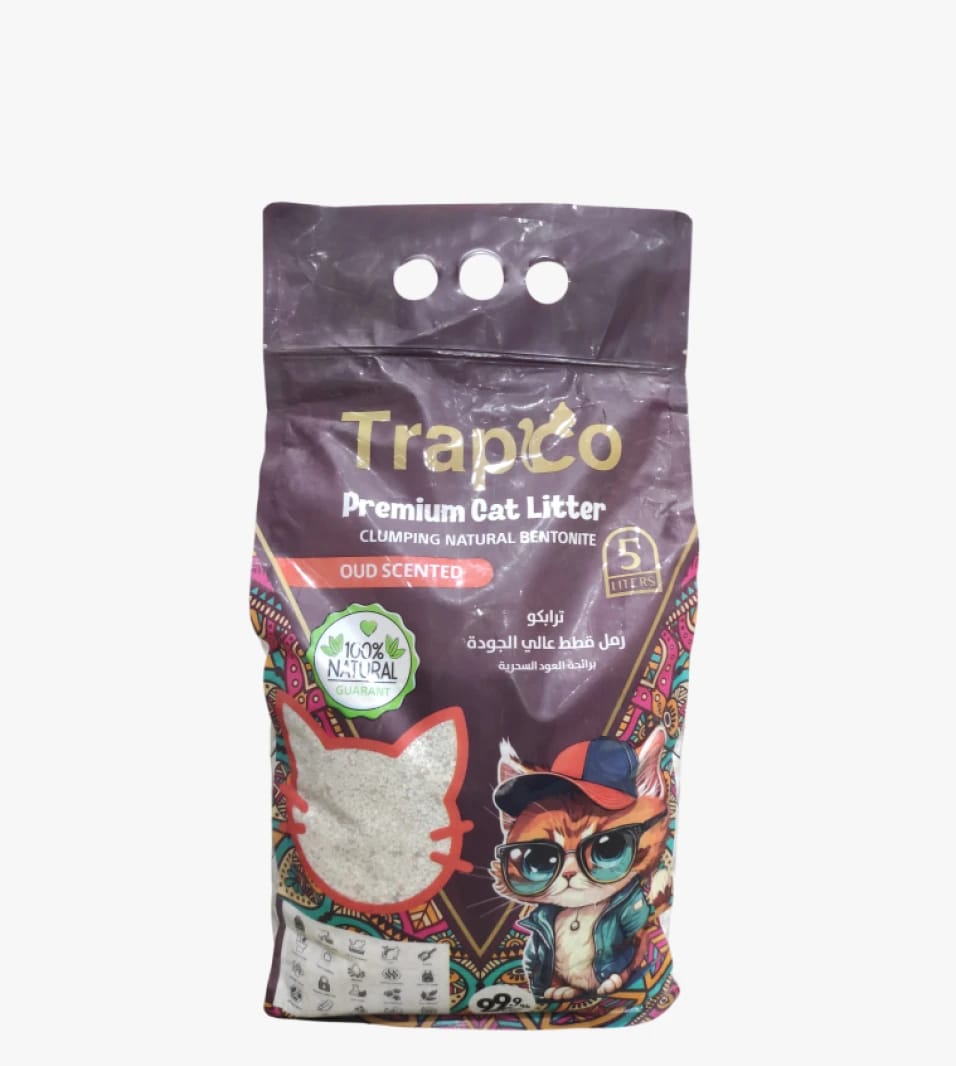 تراپيكو رمل قطط ممتاز برائحه العود الطبيعيه مخصص للقطط، عبوه سعة 5 لتر بعطر صابون مارسيليا