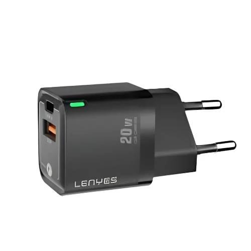 شاحن لينيس السريع GaN بقوة 20 واط بمنفذ USB و Type-C