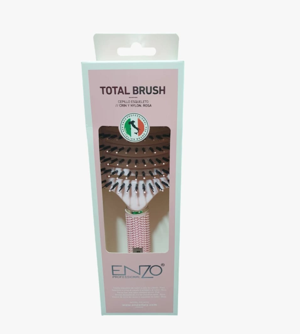 Enzo Professional Total Brush with Skeleton Design for Professionals - Perfect for Achieving a Sleek Finish to Your Hair