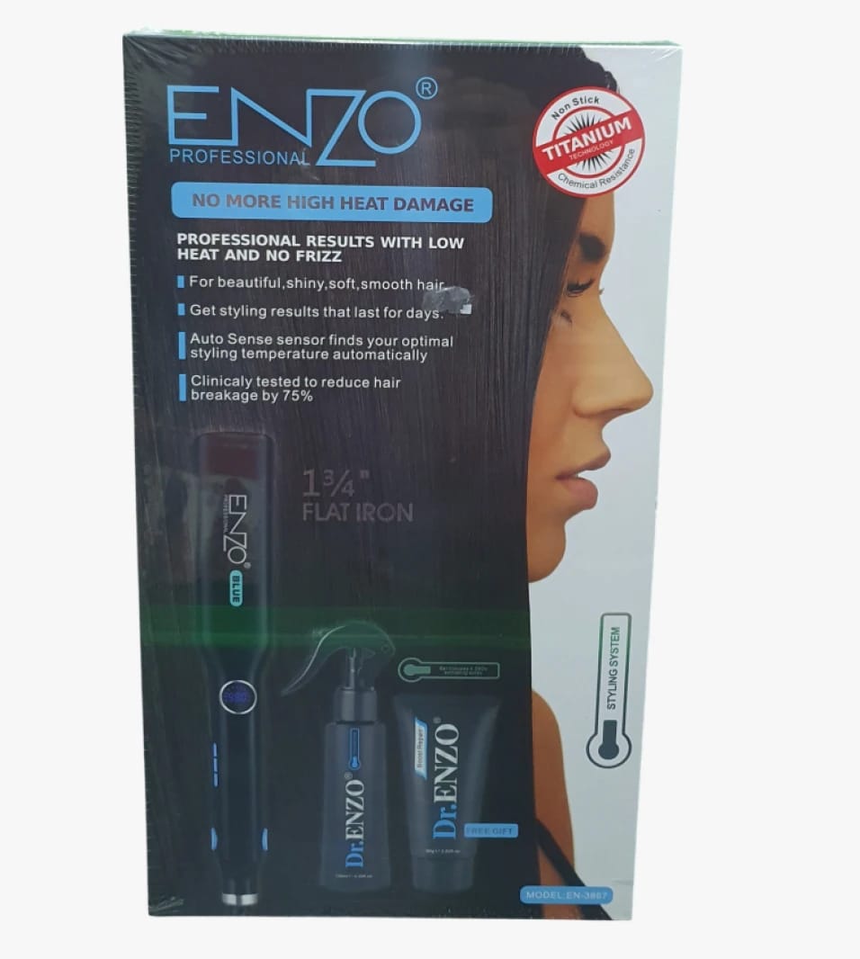 Enzo Professional Hair Styling Kit Hair Stylist with 1 3/4 Inch Flat Iron for All Hair Types