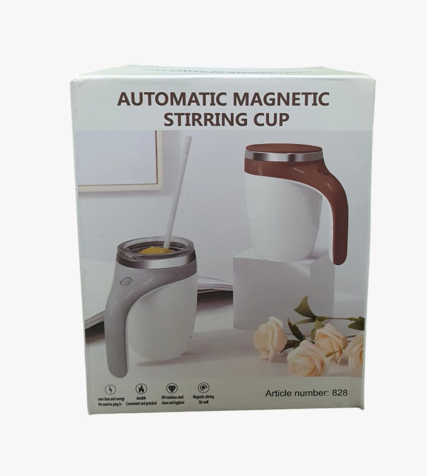 Automatic Magnetic Stirring Cup by Badiya, Comfortable Design for Hot and Cold Beverage Enthusiasts, Insulated and Lightweight