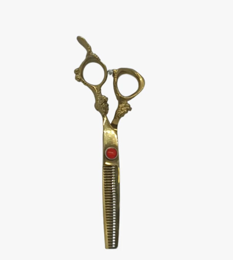 Luxury Hair Styling Scissors with Ornate Gold Design for Professional Use in Barber and Beauty Salons for Men and Women by the Leading Brand Velarest Hairdressing Tool