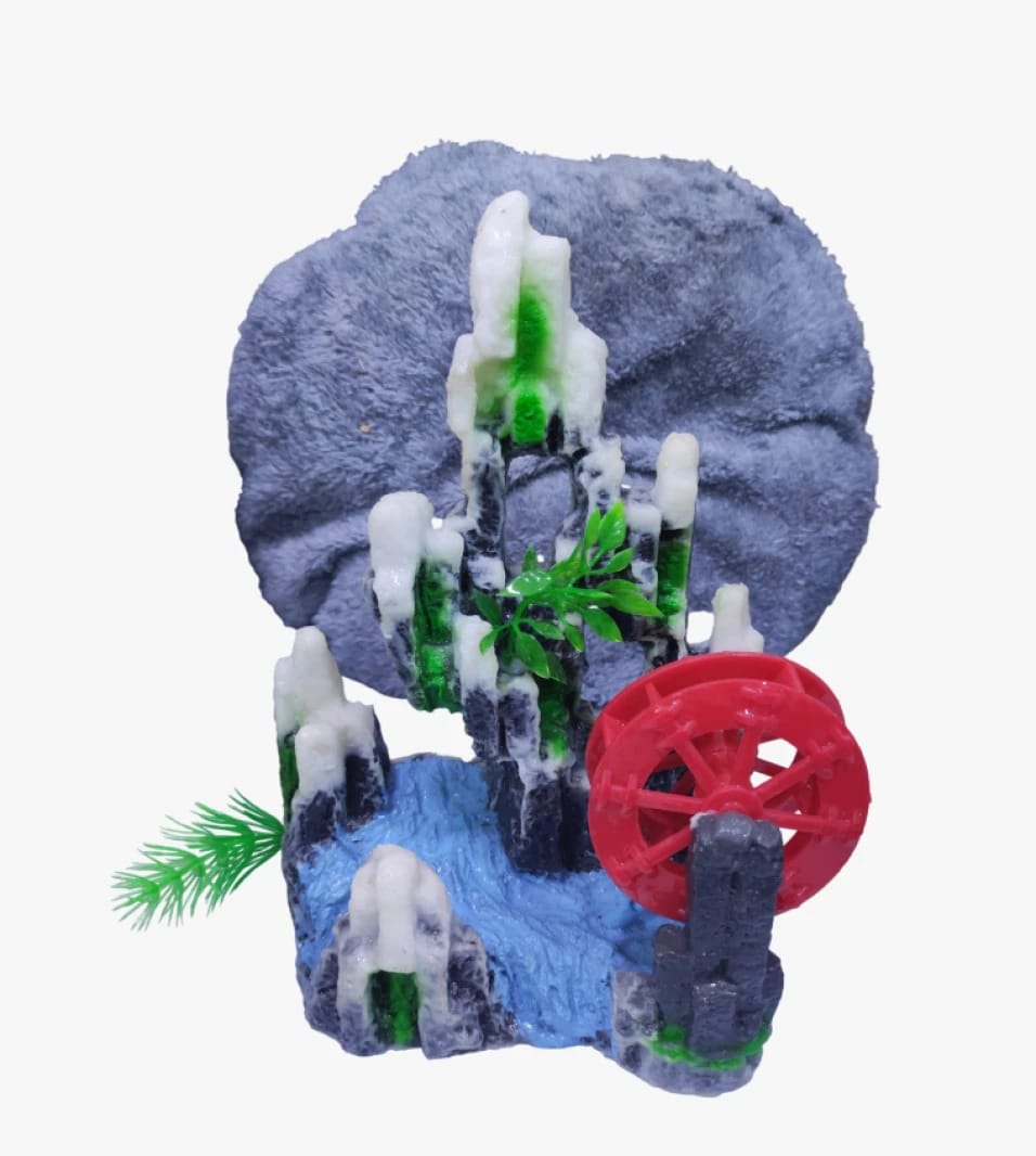 Stunning Mountain Fountain Sculpture with Water Wheel for Elegant Home Decor and Aquarium Decoration