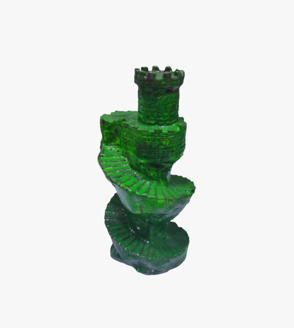 Unique Piece for Decor Enthusiasts: Fantasy-Themed Green Plastic Palace Model