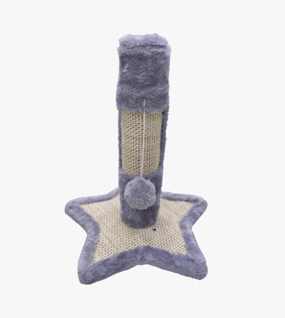 Starry Brand Cat Scratching Tower with Soft Star Design and Pom-Pom Adornments for Pet-Loving Kids