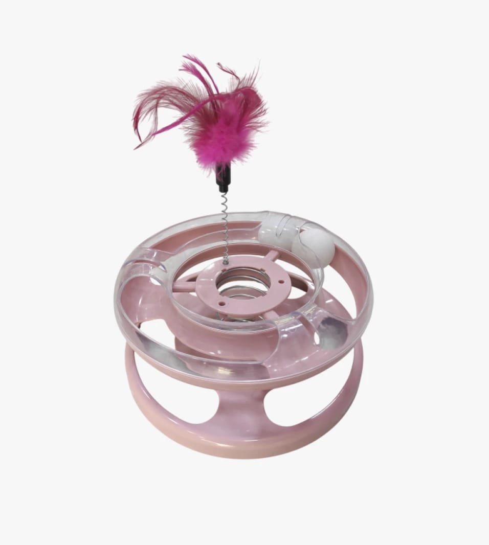 Interactive Trainer Toy, Pink Base with Feather, Perfect Entertainment for Young and Unique Cat Breeds