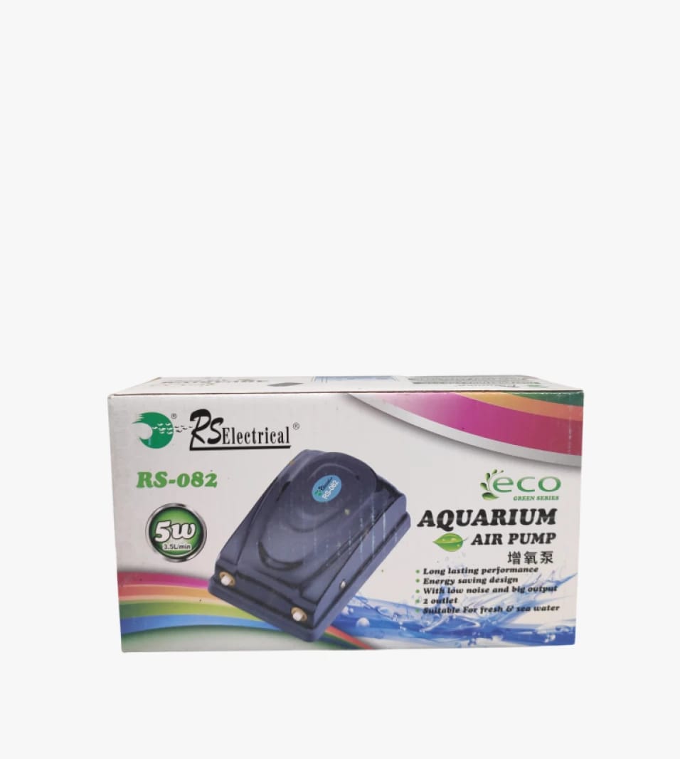 RS Electrical Aquarium Air Pump Model RS-082 For Optimal Aqua Life Support With Low Energy Consumption and Ideal Performance