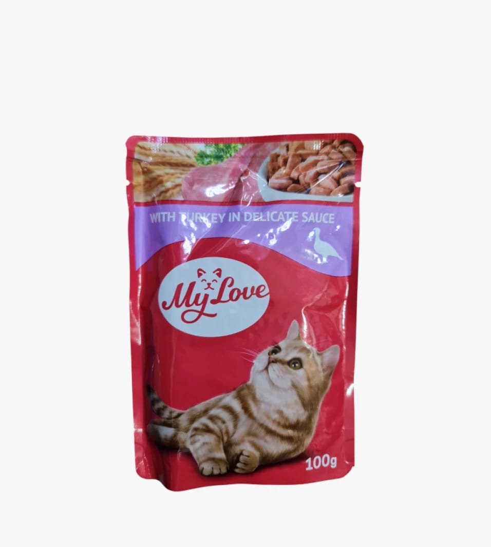My Love Cat Food with Turkey in Delicate Sauce for Cats - Pouch Pack 100g