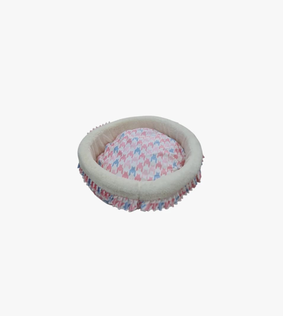 Luxury Pet Bed for Cats and Dogs with Colorful Houndstooth Design by Pet Comfort for Small Pets