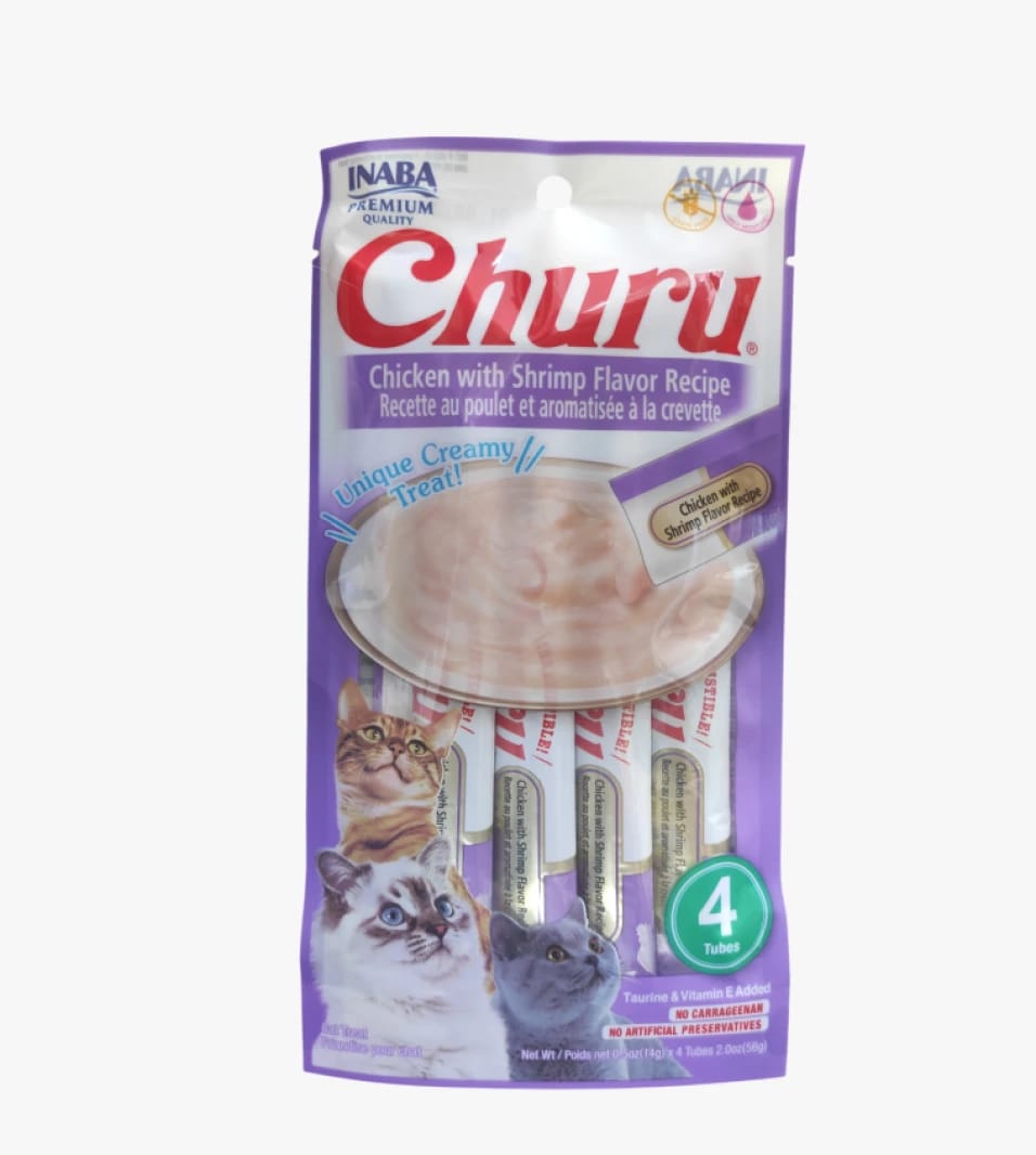 Churu Inaba - Creamy Cat Treat with Chicken and Shrimp Flavor, Tasty Recipe for Your Feline Friends