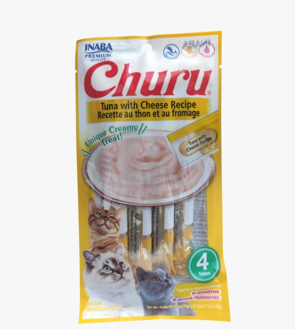 Inaba Churu Cat Treats Tuna with Cheese Recipe, Unique Creamy Snack for Cats