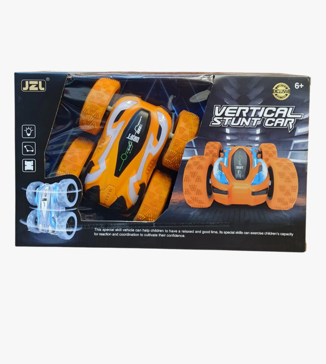 JZL Stunt Car Toy, Compact Size with Exciting Features, Vertical Design for Kids Aged 6+